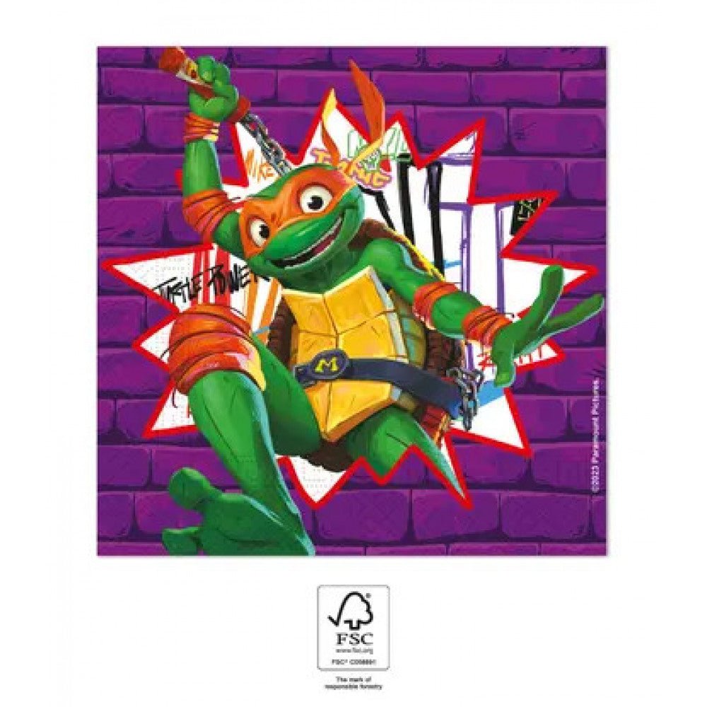20 Servietten "Ninja Turtles" - 33cm - Party im Karton