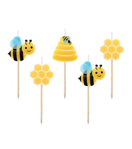 5 Tortenkerzen "Bienen" - Party im Karton