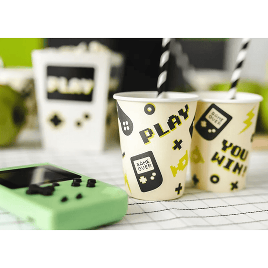 6 Partybecher "Level Up" - 220ml - Party im Karton