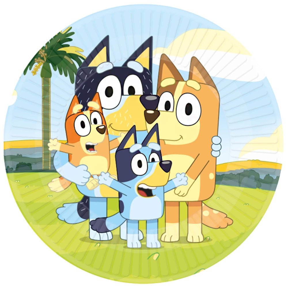 8 Partyteller "Bluey" - 23cm - Party im Karton