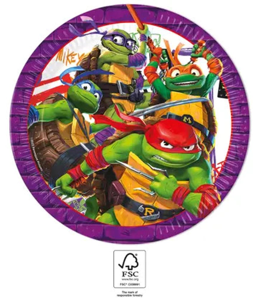 8 Partyteller "Ninja Turtles" - 23cm - Party im Karton