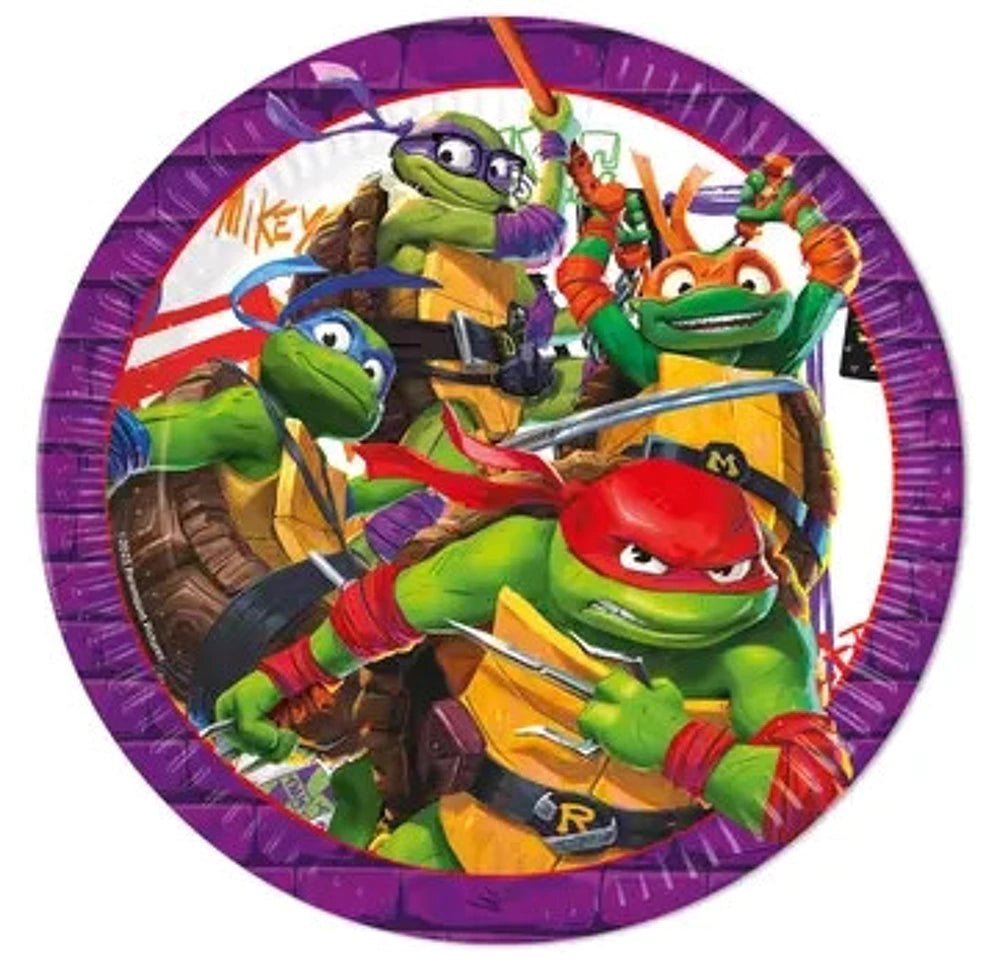 8 Partyteller "Ninja Turtles" - 23cm - Party im Karton