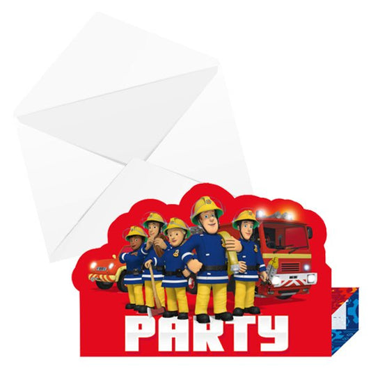 Einladung "Feuerwehrmann Sam und Freunde" - 8 Stück - Party im Karton