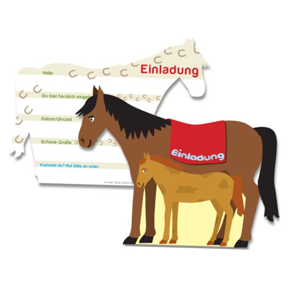 Einladung " Pferde" - 6 Stück - Party im Karton