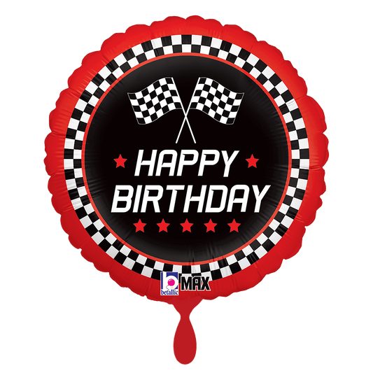 Folienballon "Autorennen rund" - 45cm - Grabo - Party im Karton