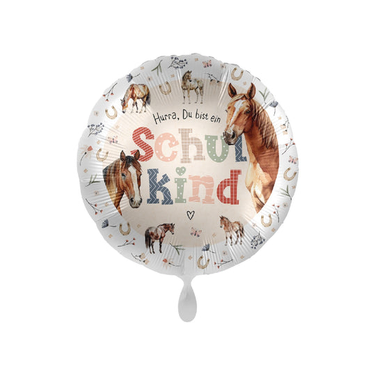 Folienballon Einschulung "Pferde" 43cm - Party im Karton