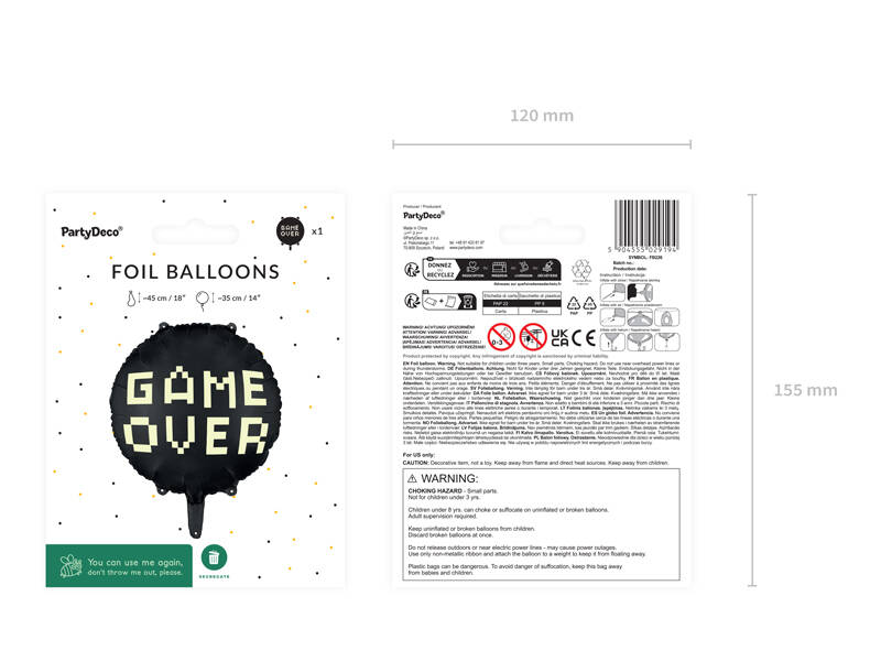 Folienballon "Game over" - 35cm - Party im Karton