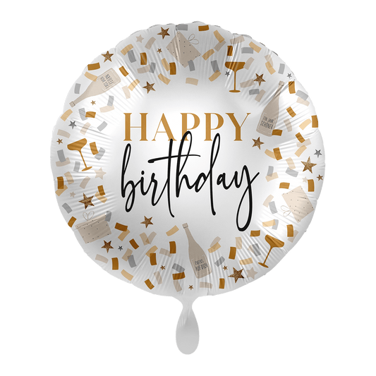 Folienballon "Happy Birthday - Cheers" 43cm - Party im Karton