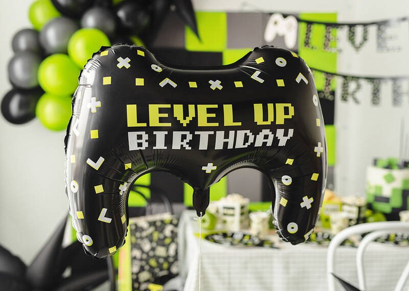 Folienballon "Level Up Birthday" 72x52cm - Party im Karton
