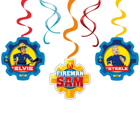 Hängedekoration "Feuerwehrmann Sam" - 6 Stück - Party im Karton