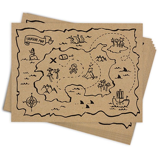 Platzset "Piraten - Schatzkarte" - 6 Stück - 40x30cm - Party im Karton