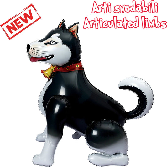 Standing Balloon "Hund - Husky" 130cm - Party im Karton
