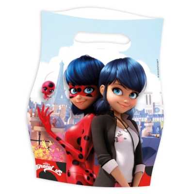 Tüten "Miraculous Ladybug" 6 Stück 16,5×23cm - Party im Karton