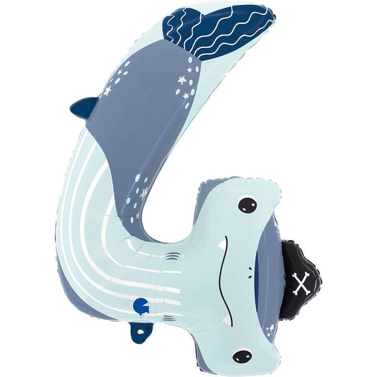 XXL Zahlenballon "Hai 4" - 86cm - Party im Karton