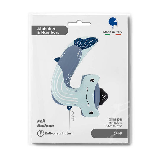 XXL Zahlenballon "Hai 4" - 86cm - Party im Karton