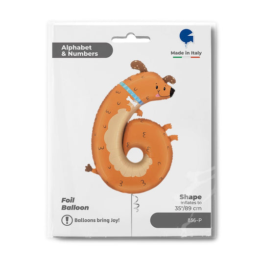 XXL Zahlenballon "Hund 6" - 97cm - Party im Karton