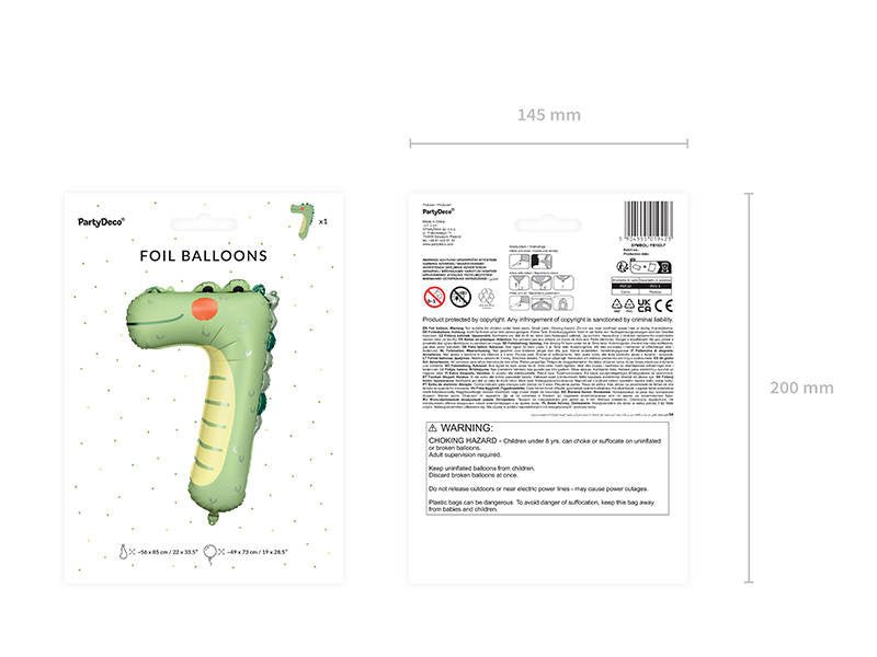 XXL Zahlenballon "Krokodil 7" - 85cm - Party im Karton