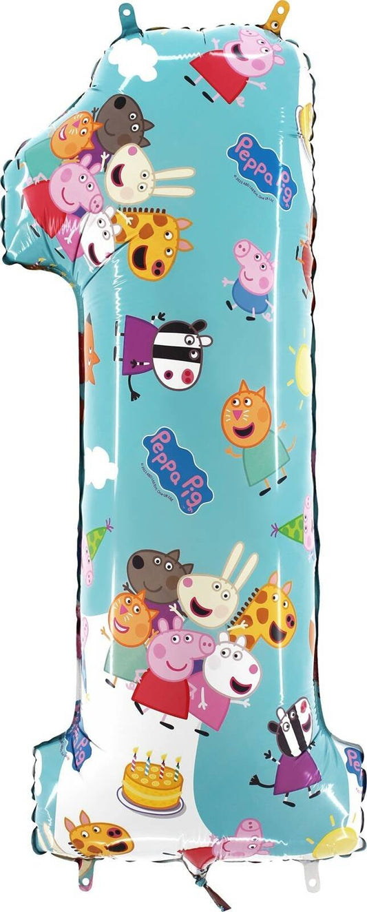 XXL Zahlenballon "Peppa Wutz 1" - 66cm - Party im Karton
