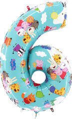 XXL Zahlenballon "Peppa Wutz 6" - 66cm - Party im Karton