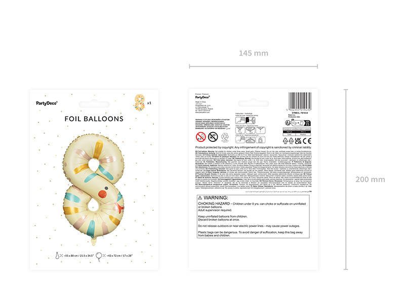 XXL Zahlenballon "Schlange 8" - 88cm - Party im Karton