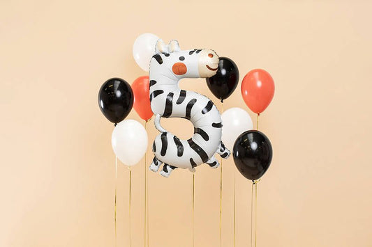 XXL Zahlenballon "Zebra 5" - 98cm - Party im Karton