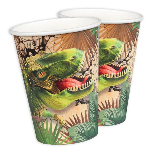 10 Pappbecher "Dinosaurier" - 250ml - Party im Karton
