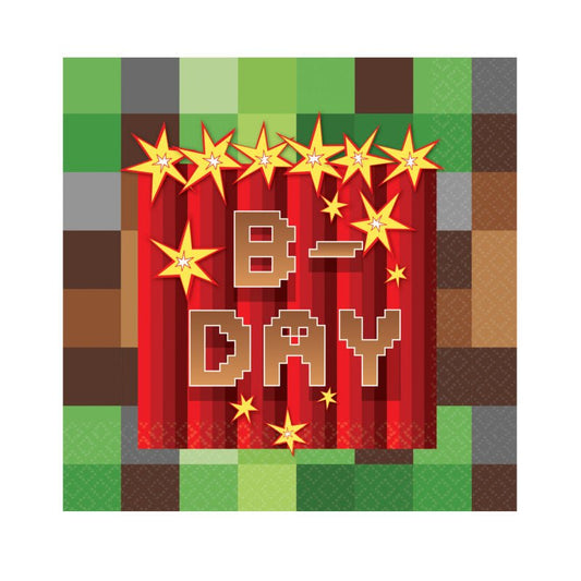 16 Servietten " Minecraft TNT" 25cm - Party im Karton