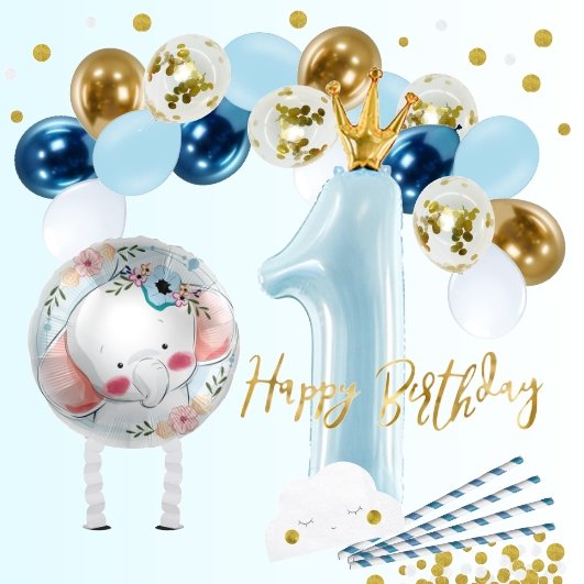 1st Birthday Set "Little Elephant" 65-teilig - Party im Karton
