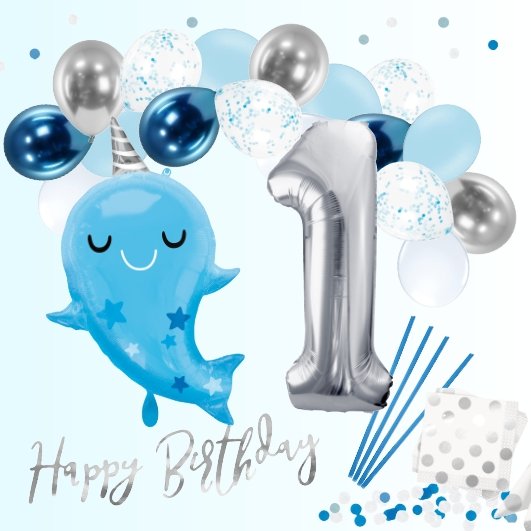 1st Birthday Set "Little Narwal" 57-teilig - Party im Karton