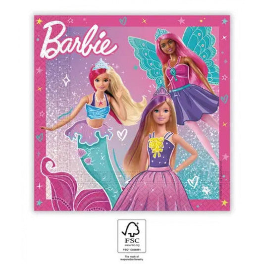 20 Servietten - Barbie - 33cm - Party im Karton