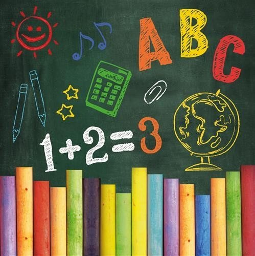 20 Servietten "Farbenfrohe Schultafel" 33cm - Party im Karton