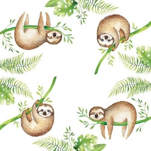 20 Servietten "Fröhliches Faultier" 33cm - Party im Karton