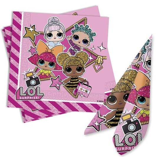 20 Servietten - LOL Surprise - 33cm - Party im Karton