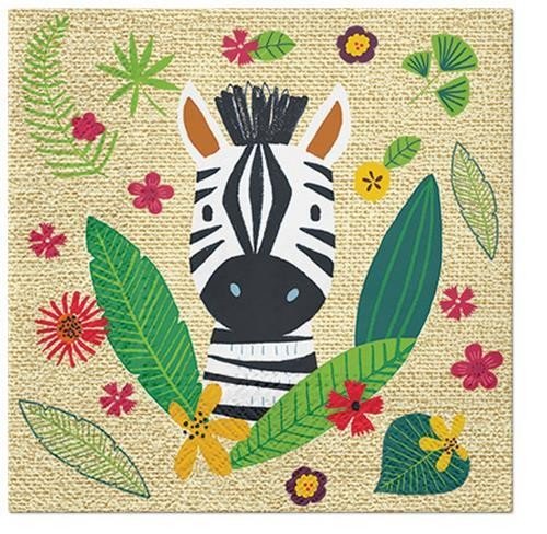 20 Servietten "Lustiges Zebra" 33cm - Party im Karton