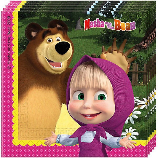 20 Servietten "Mascha und der Bär" 33cm - Party im Karton