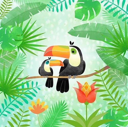 20 Servietten "Tukane im wilden Dschungel" 33cm - Party im Karton