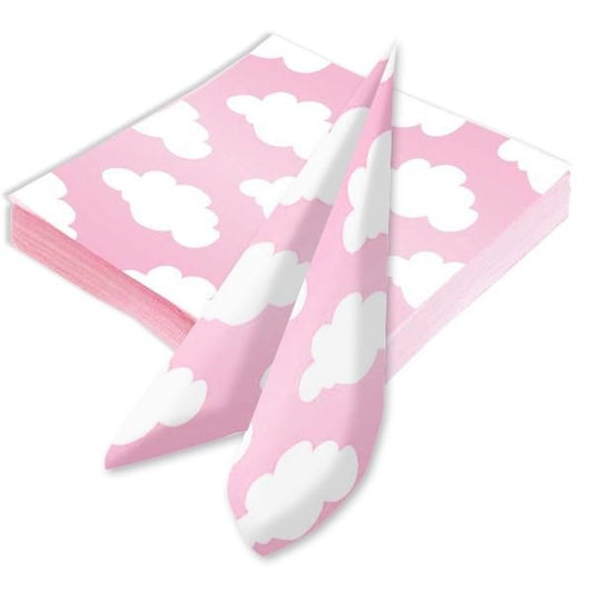 20 Servietten " Wolken Rosa" 33cm - Party im Karton