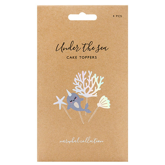 4 Caketopper "Narwal - Unterwasserwelt" - Party im Karton