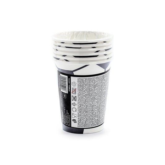 6 Pappbecher "Fußball" - 200ml - Party im Karton