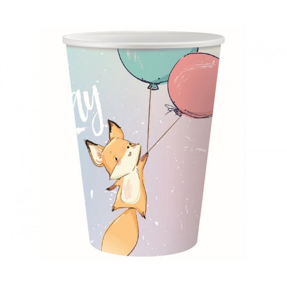 6 Pappbecher "Kleiner Fuchs" - 240ml - Party im Karton