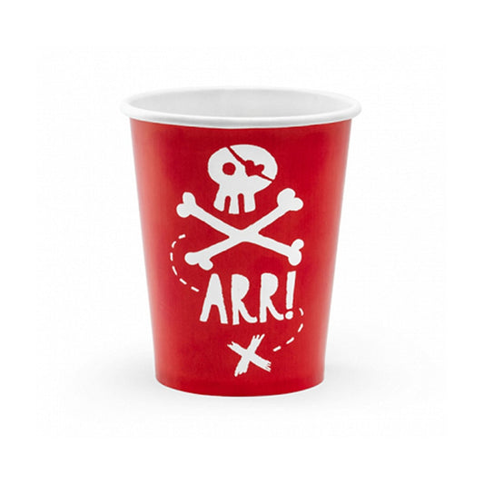 6 Pappbecher "Pirat" - 200ml - Party im Karton