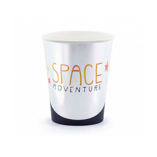 6 Pappbecher "Weltraum" - 200ml - Party im Karton
