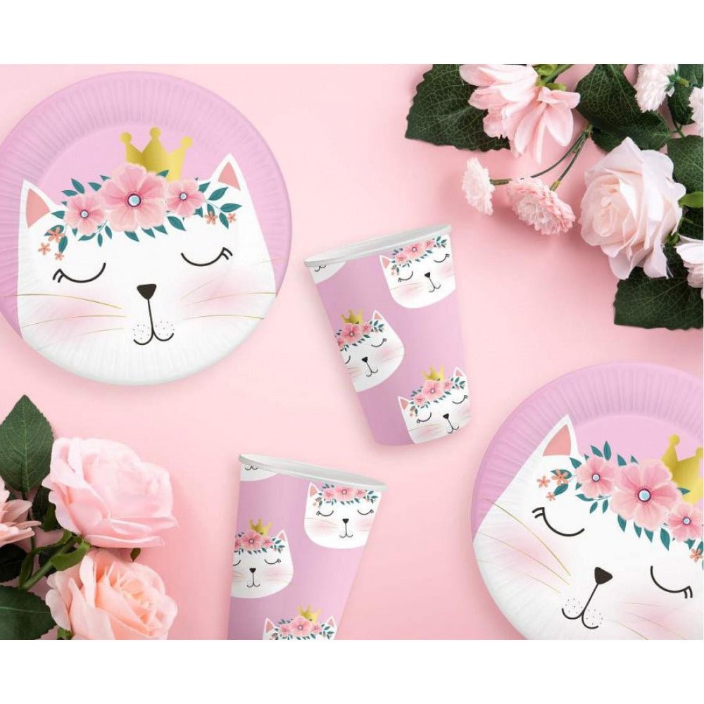 6 Pappteller "Katze" - 18cm - Party im Karton