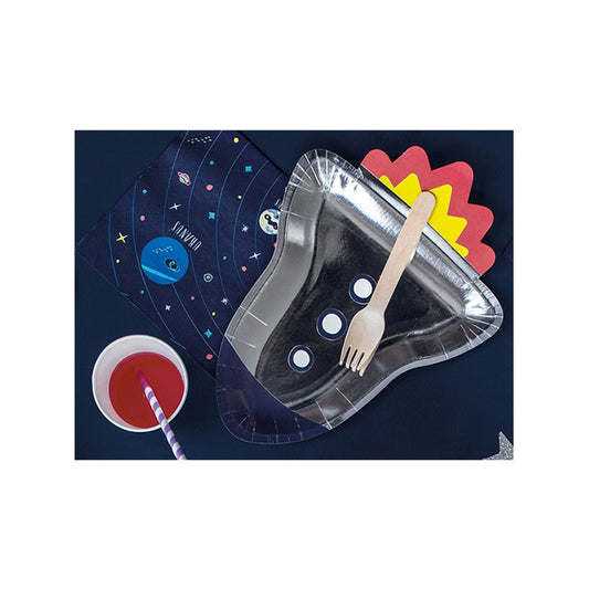 6 Pappteller "Rakete" - 29cm - Party im Karton