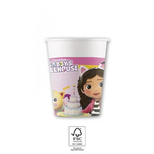 8 Becher "Gabbys Dollhouse" 200ml - Party im Karton