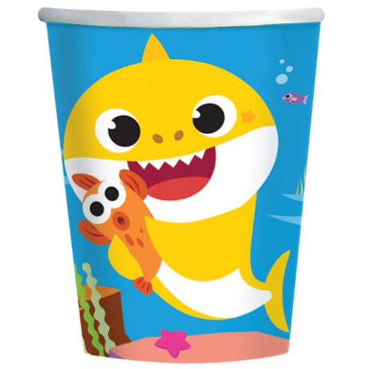 8 Pappbecher "Baby Hai - Baby Shark" - 250ml - Party im Karton