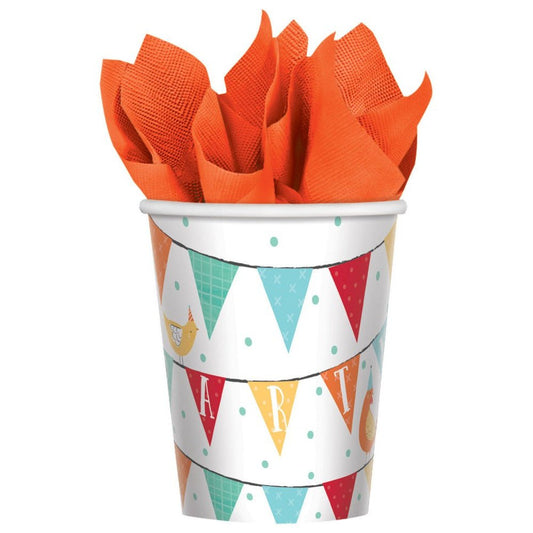 8 Pappbecher "Bauernhof" - 250ml - Party im Karton