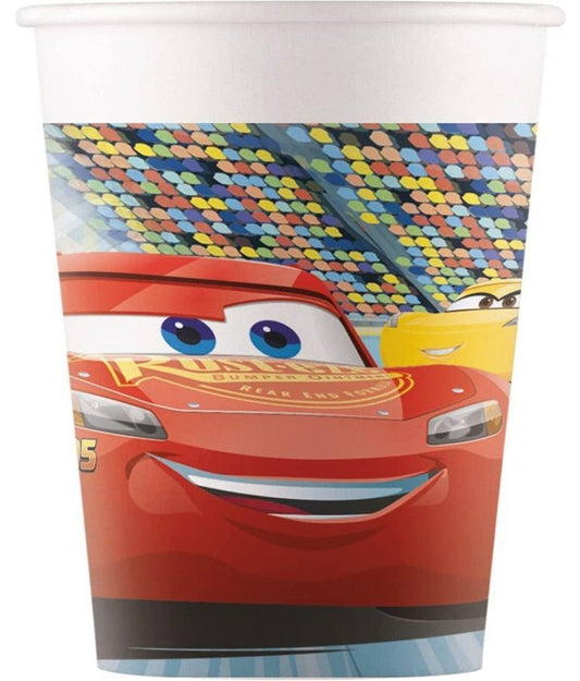 8 Pappbecher "Cars" - 200ml - Party im Karton