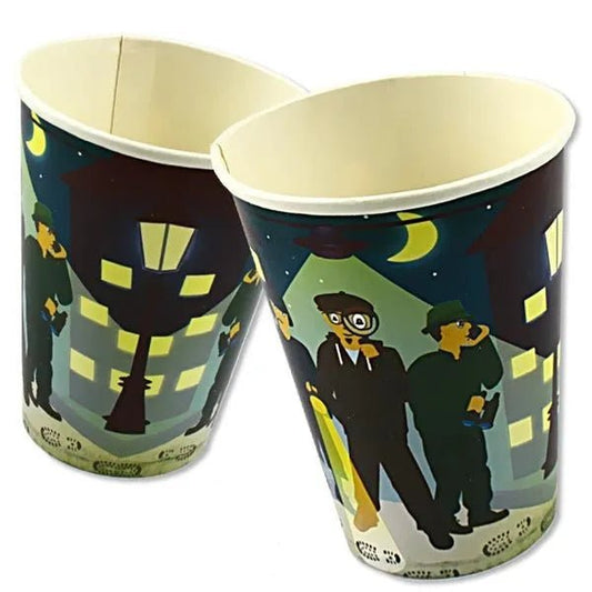 8 Pappbecher "Detektive" - 200ml - Party im Karton