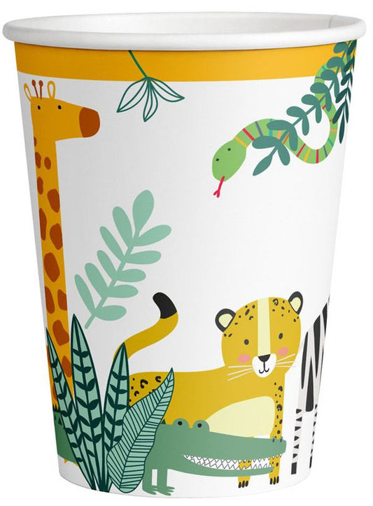 8 Pappbecher "Dschungel" - 250ml - Party im Karton